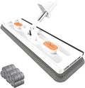 Large Flat MopLarge 17inch Hands-Free Mop EVA Squeegee &amp 360° Swivel for Hard Floors (White 6 Cloth)