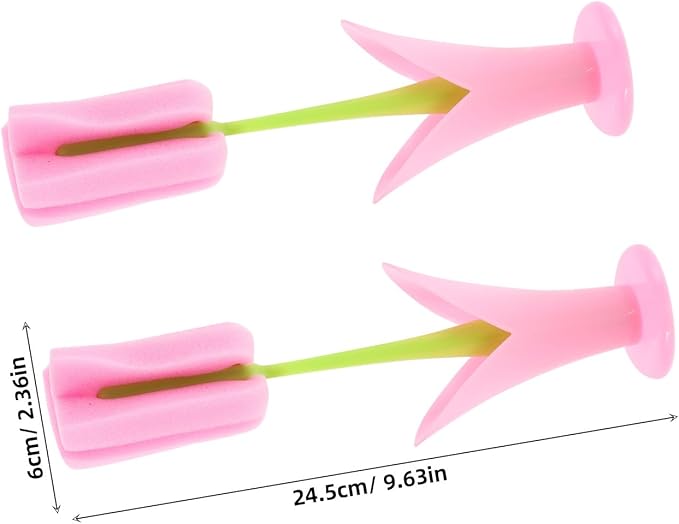 4pcs Flower Cactus Sponge with Vase Cute Baby Bottle Scrubber Dish Washing Kitchen Cup Cleaning Brush Feeding Bottle Cleaning Brush Pink