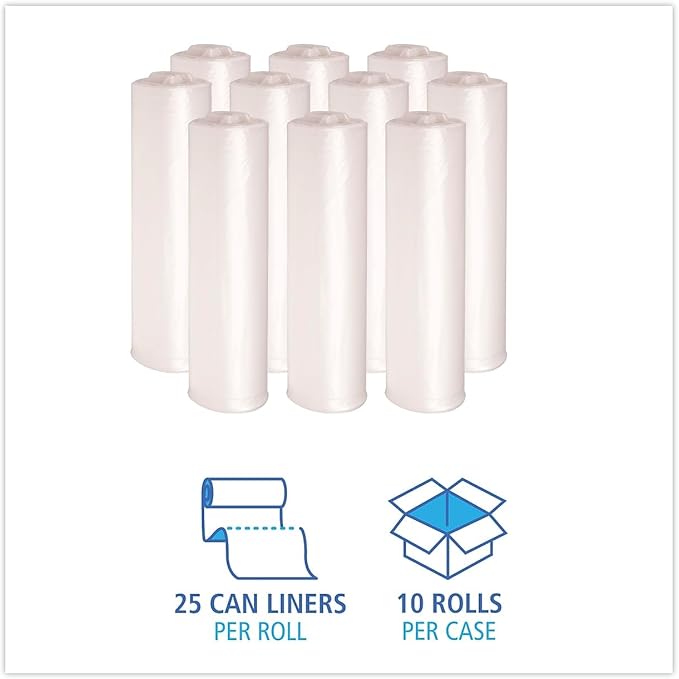 Boardwalk 404616 Waste Can Liners 40-45gal 40 X 46 13 Microns Natural 25 Bags/roll10/carton