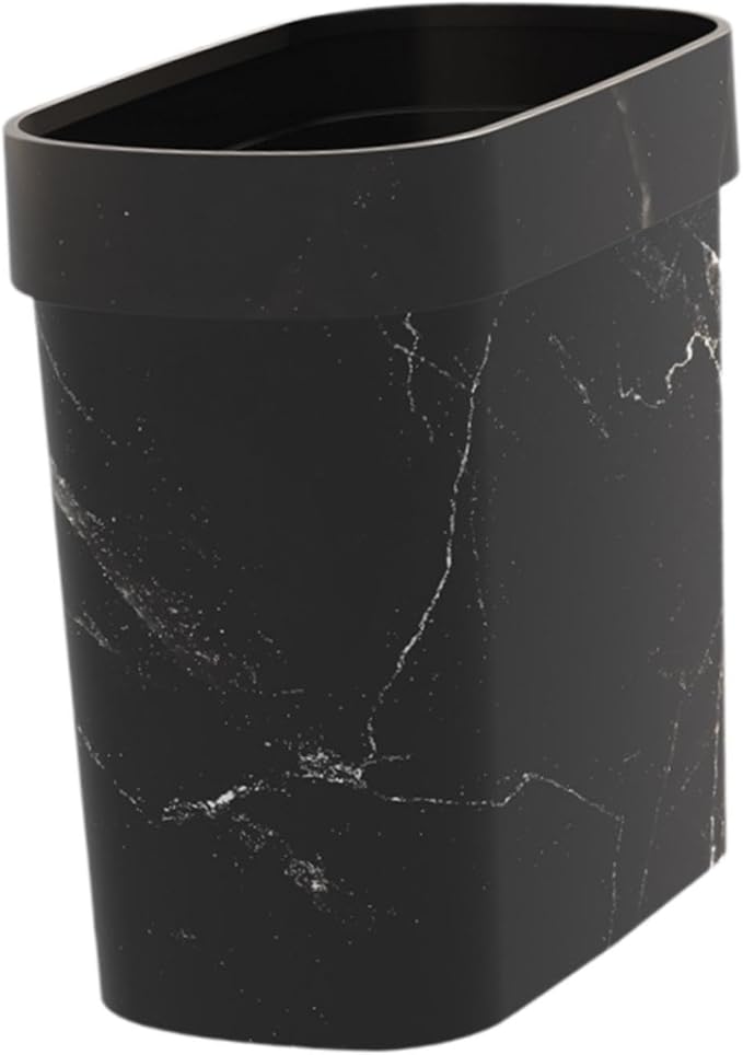 Marble Wastebasket Garbage Basket Garbage Bin Without Lid Household Trash Bin Garbage Container for Living Room Office Home Black