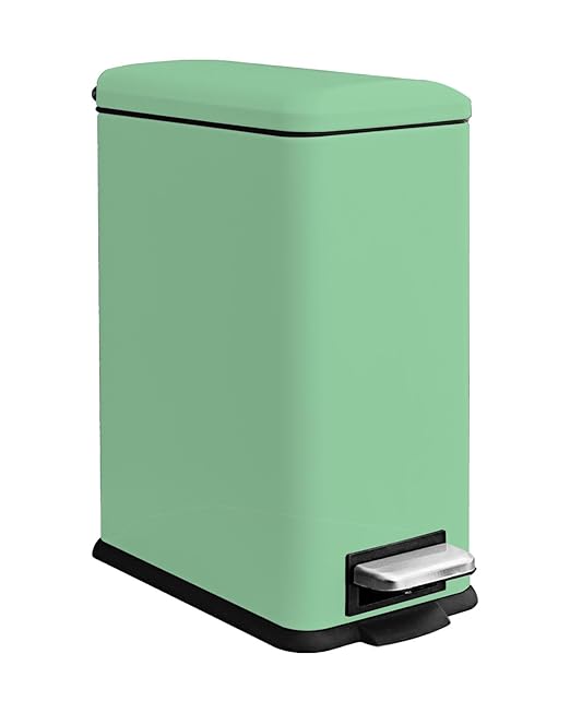 Bathroom Trash Can with Lid 10 Liter / 2.6 Gallon Trash Can with Removable Liner Bucket Soft Close lid &amp Step Pedal Stainless Steel Garbage Can for BathroomBedroomHome Office Green