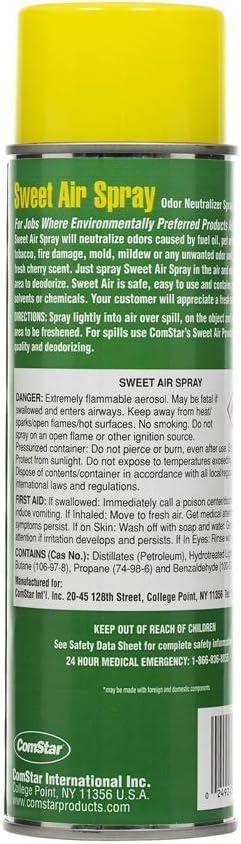 ComStar Sweet Air Spray 16 Ounces Aerosol Odor Neutralizer Spray With Strong But Pleasant Cherry Scent Works Fast to Eliminate Unwanted Fuel Garbage HVAC Odors Made In USA (PACK OF 6)