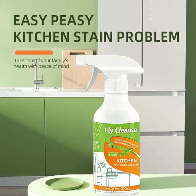FlyCleanse Spray FlyCleanse Kitchen Cleaner Electrolyzed Ion Kitchen Cleaner Spray Natural Enzyme Formula Liquid Cleaner for Household Appliances &amp Easy Cleaning Solution (2pcs 300ml)