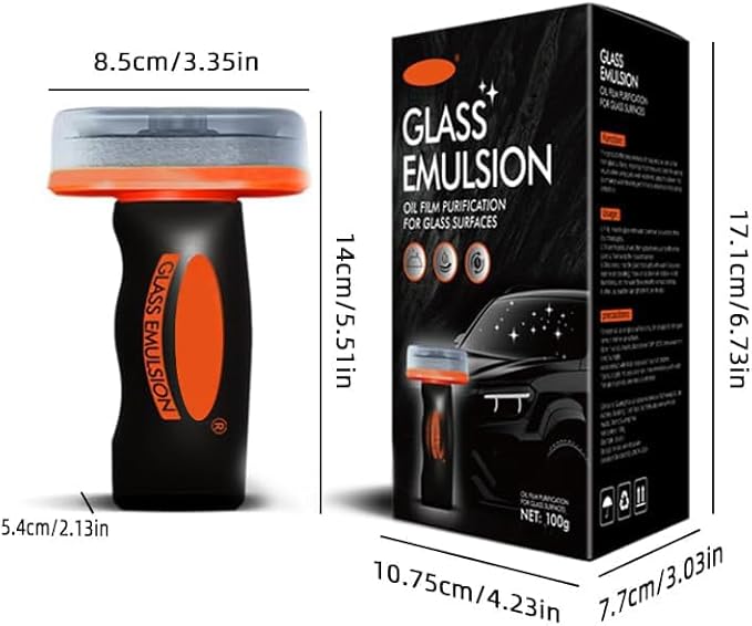 Glass Emulsion Cleaner Multi-surface Glass Cleaning Board Handheld Oil Film Remover for Car Automotive Oil Film Cleaning Remover for Mirrors Shower Doors Car Windows (2 100g)