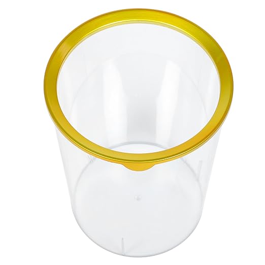 TEHAUX Transparent Round Trash Can Large Capacity Lightweight Desktop Wastebasket for Home Office Compact Impact-Resistant Storage Container with Fashionable Gold Rim