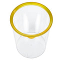 TEHAUX Transparent Round Trash Can Large Capacity Lightweight Desktop Wastebasket for Home Office Compact Impact-Resistant Storage Container with Fashionable Gold Rim