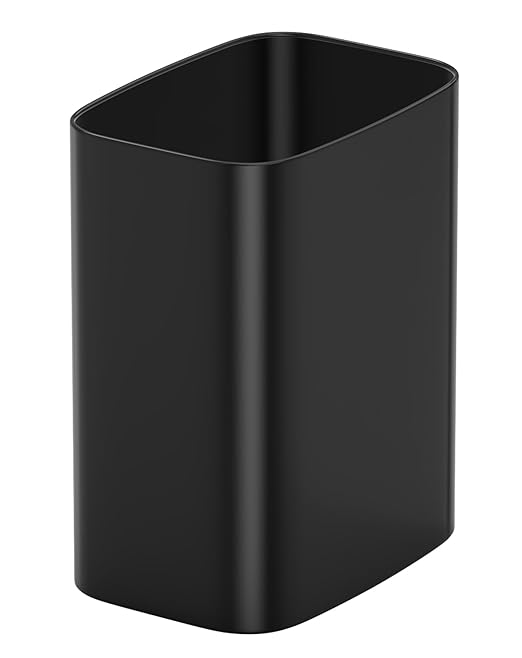 Cesun 3.4 Gallon Bathroom Trash Can Small Office Garbage Can Slim Metal Waste Basket for Bedroom Dorm Toilet Near Desk Under Sink RV (Black)
