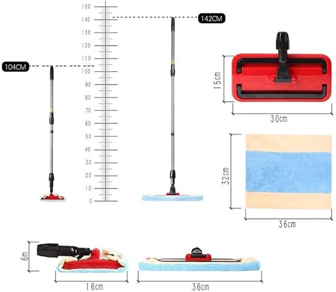 Microfiber Hardwood Floor Mop  Long Stainless Steel Handle for Home Office Cleaning