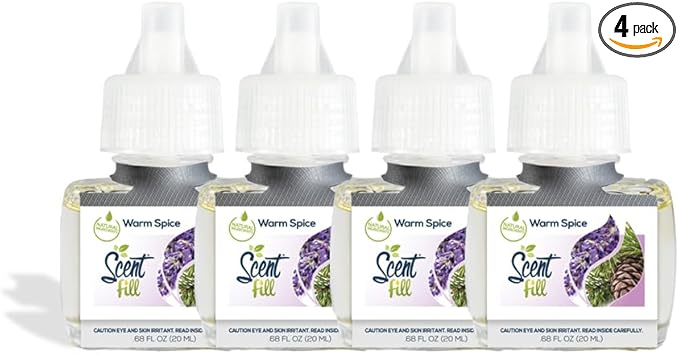 Scent Fill Warm Spice Plug in Air Freshener 4 Scented Oil Refills
