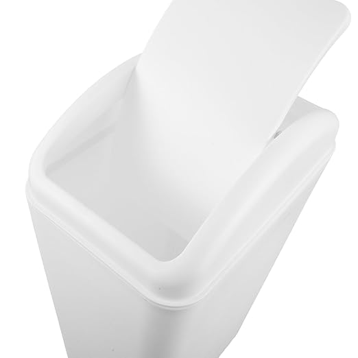 Alipis Plastic Trash Can with Swing Lid Space-Saving Slim Garbage Bin Bathroom Waste Basket Recycling Bin for Kitchen Bathroom Bedroom