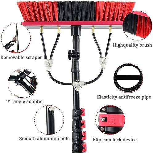 Glass Cleaning Brush Home Water Fed Telescopic Pole Kit Solar Panel Brush Rotating for Photovoltaic PanelTelescopic Window Cleaning Brush Kit - Extension Pole for Solar Panel &amp Photovoltaic
