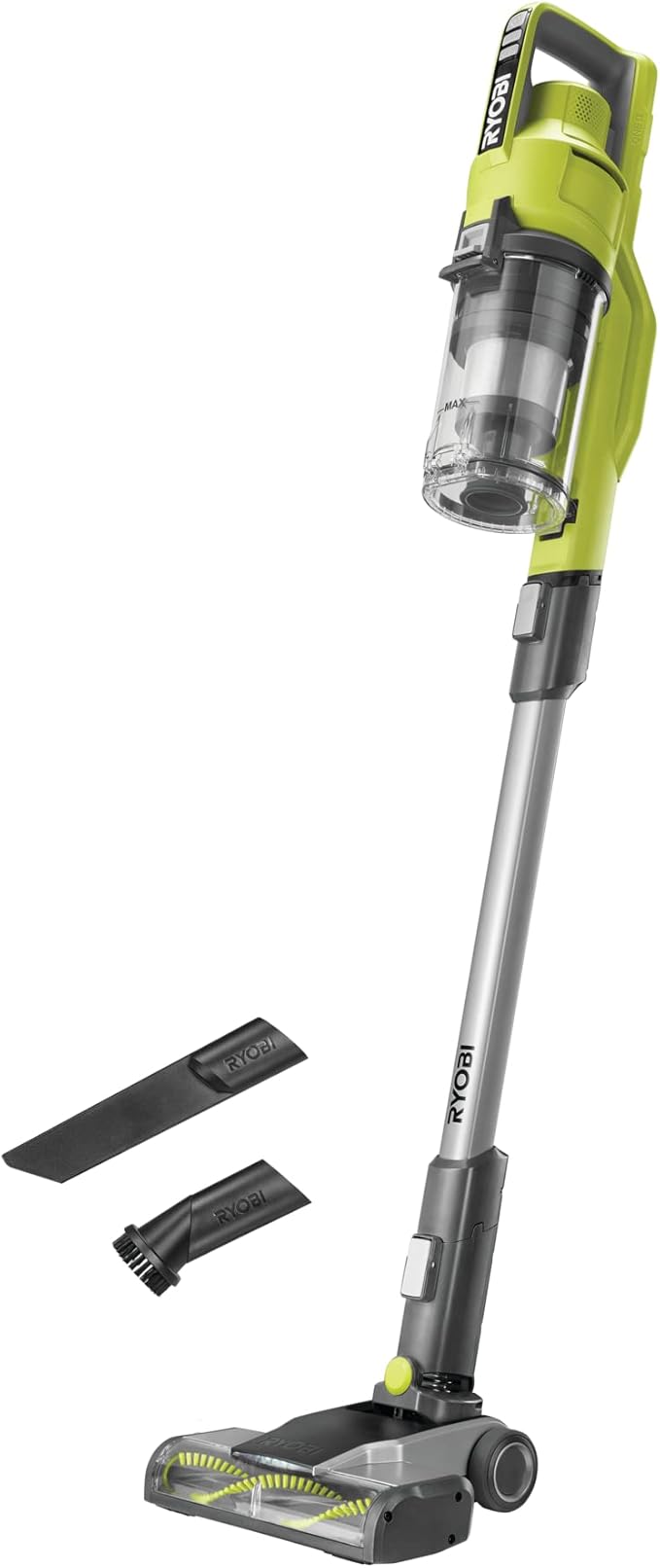 RYOBI 18 V ONE+ RSV18-0 Cordless Floor Vacuum Cleaner (30 AirWatt Suction Power 820 l/min Airflow 24 cm Wide Floor Nozzle without Battery and Charger) Green
