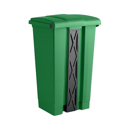 23 Gallon Commercial Step-On Trash Can with Lid Heavy-Duty Green Plastic Garbage Bin Large Rectangular Waste Container for Office Restaurant Warehouse or Kitchen