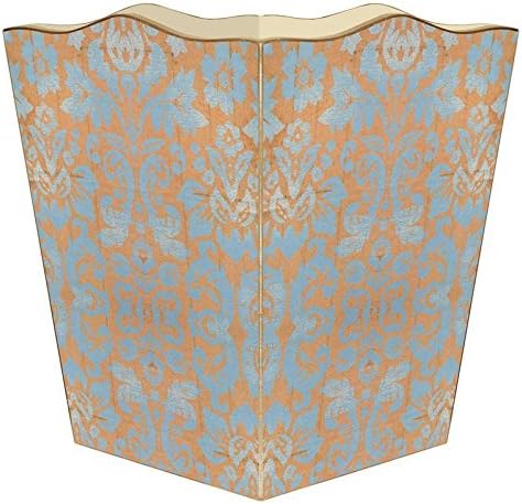 Marye-Kelley WB1248- Copper &amp Blue Damask Wastepaper Basket