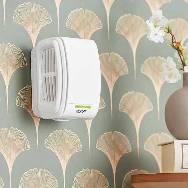 Oxygen-Supreme Air Freshener System – Wall Mounted Odor Eliminator &amp Continuous Fragrance Dispenser for Large Rooms Offices Hotels Restrooms – White