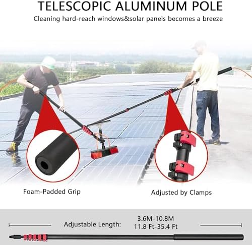 Water Fed Pole KitWindow Cleaning PoleAluminum Outdoor Window CleanerTelescopic Pole Water Fed Brushfor Window Glass/Solar Panel10.8m/35.4ft