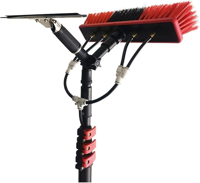 Window Cleaning Pole/Water Fed Telescopic Brush/Extendable Cleaner Conservatory Roof Telescopic Water fed Cleaning Pole with Big Brush and Squeegee Tools9.0 M