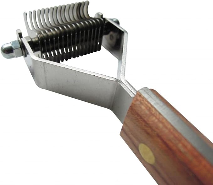 Mars Coat King Dematting Undercoat Grooming Rake Stripper Tool for Dogs and Cats Stainless Steel with Wooden Handle for Thick Coats 16-Blade Stripper for Groomers Pet Owners