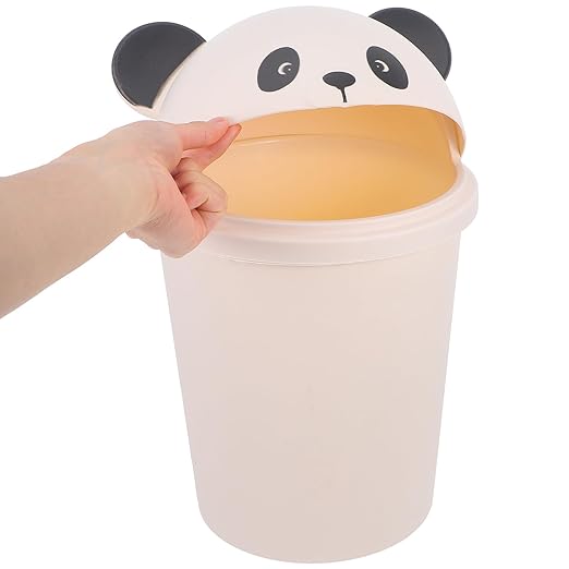 Alipis Capacity Panda Trash Can with Lid Cute Cartoon Wastebasket for Home Office Kitchen Bathroom Outdoor Use Versatile Decorative Recycle Bin
