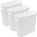 3 Pack Narrow Office Trash Can 3.2 Gallon Slim Waste Basket Plastic Bathroom Wastebasket Slim Garbage Can Container Bin with Handle for Narrow Spaces Bathroom Bedroom Kitchen Office at Home White