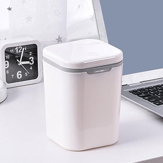 Mini Trash Can with Lid 2pcs Small Desktop Garbage Bin for Office and Bedroom White Compact Wastebasket for Home Desk Organization