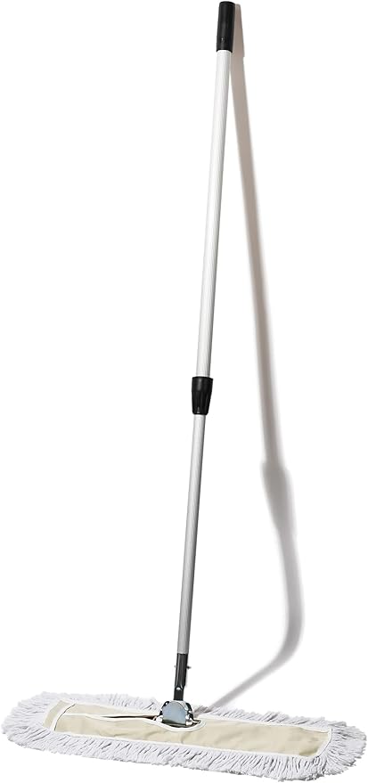 Commercial Dust Mop – 24 Inch Floor Sweeper for Hardwood Reusable Cotton Mop Head Extendable Handle Dry Mop for Floor Cleaning &amp Janitorial Supplies