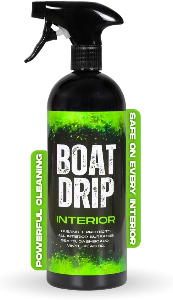 Boat Interior Cleaner Spray Upholstery &amp Vinyl Cleaner to Remove Dirt Grime Spills Fish Blood &amp More - Fresh Scented Safe for Seats Dashboards Leather Plastic - Made in USA
