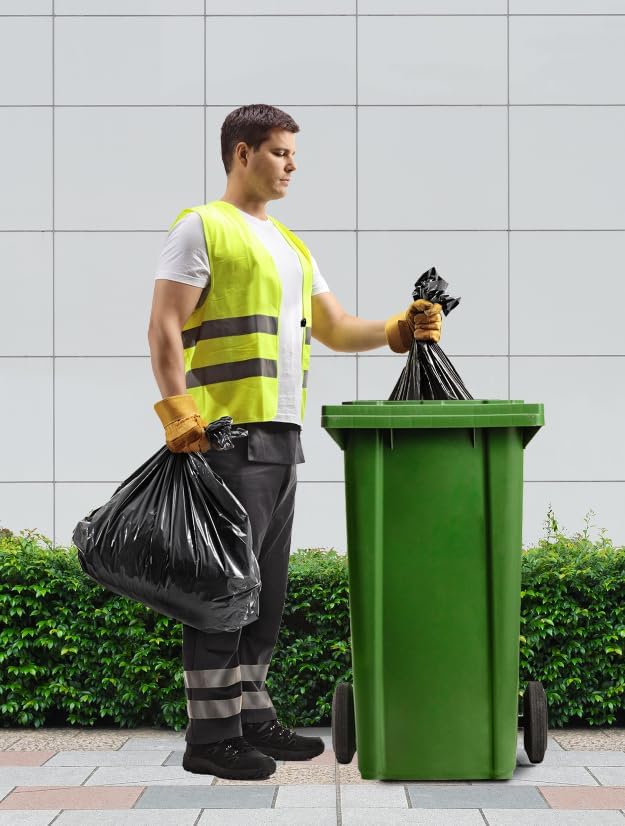150 Count Heavy Duty Black Trash Bags 55-60 Gallon 40 x 54 Inch Large Garbage Bags 20 Micron Thick Strong Leak-Resistant Bags for Home Yard Outdoor Cleanup