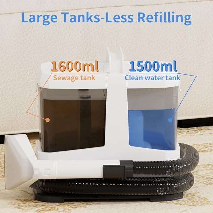 Portable Carpet and Upholstery Spot Cleaner Machine 16Kpa Powerful Suction&ampSelf-Cleaning Suction Dual Brush Handheld Carpet Cleaner Deep Stain Cleaning for Carpet Car Couches Pets Stairs