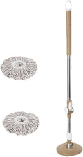 mop Mop for Floor Cleaning Long Handled Microfiber Floor Mop Automatic Spin Drying 2 mop Heads for Kitchen Restaurant Bathroom 1.25m mops
