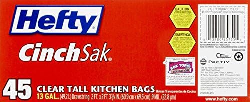 Hefty Recycling Trash Bags (Clear Tall Kitchen Drawstring 13 Gallon 45 Count)