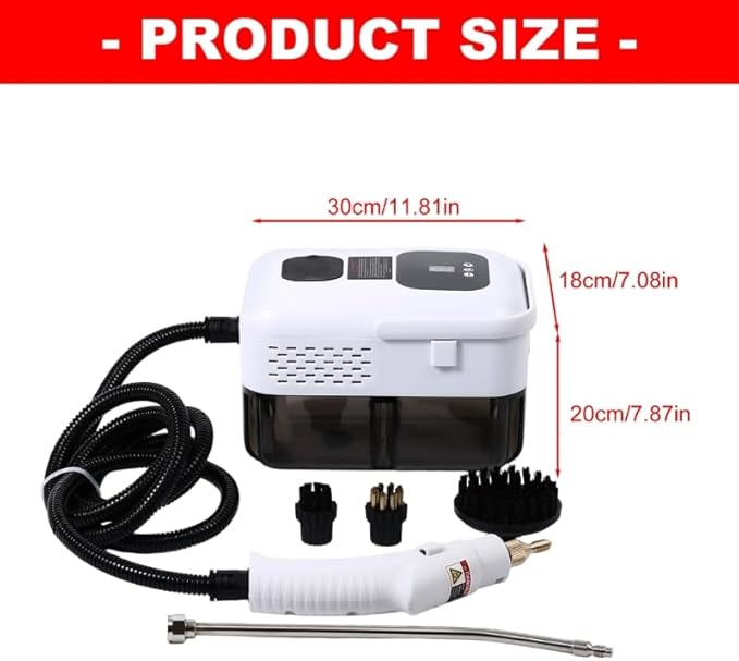 Handheld Steam Cleaner 1500W High-Pressure Steamer for Cleaning 1-99 Min Timer &amp 6 Steam Settings 1.2L Capacity with Brush Heads Ideal for Kitchen Bathroom Tile and Car Interior