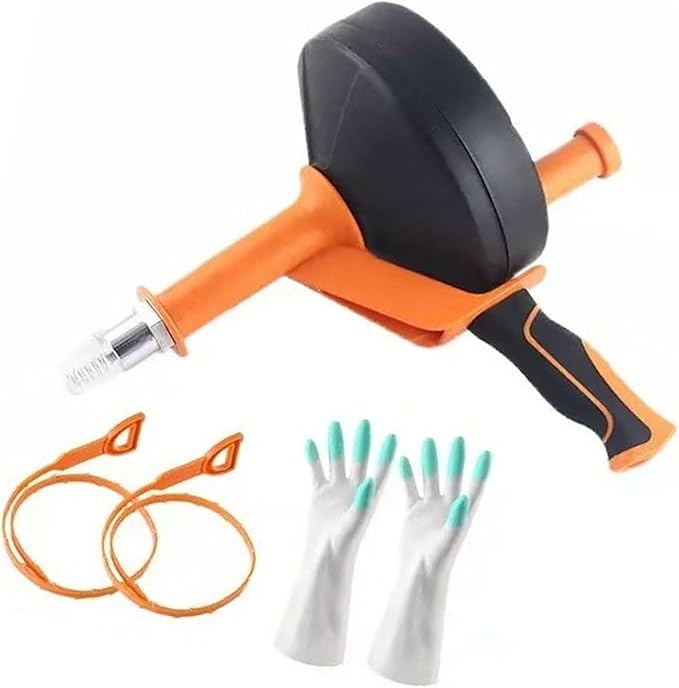 Manual and Electric Drain Cleaner with Steel Spring for Kitchen Sink Bathroom Toilet Clog Removal Ergonomic Handle