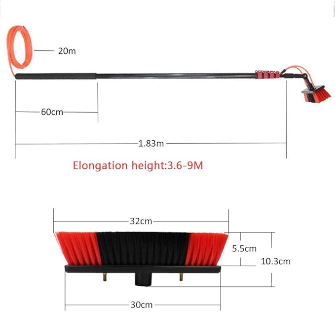Window Cleaning Equipment Window Cleaning BrushExtension Cleaning Pole 3.6M-9M Waterfed Telespole System for Photovoltaic Panel Cleaning Trucks Windows Window18Ft/5.4M