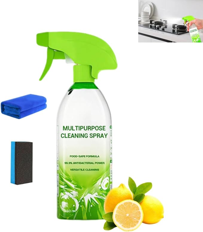 Household Powerful Multipurpose Cleaning Spray All-Purpose Household Cleaners Plant-Based Power Cleaner Liquid Spray for Kitchen Bathroom (1PCS)