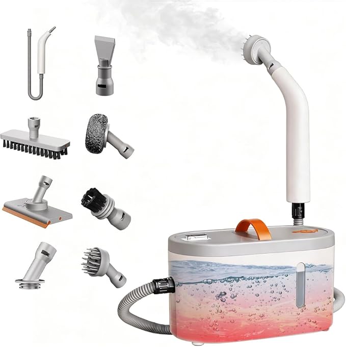 Handheld Steam Cleaner 1200ML Tank Steamer for Cleaning 15s Heat-Up Portable Steam Cleaner for Floor/Grout/Car/Kitchen &amp Bathroom White