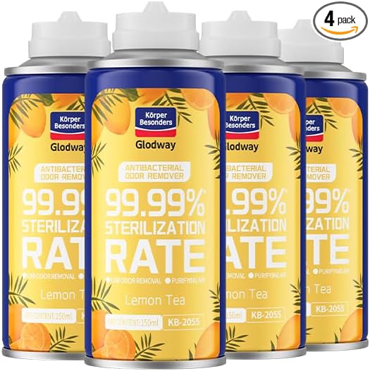 Glodway Air RefresherOdor Eliminator Remover SprayOdor RemoverLemon Long-Lasting Scent For HomeCouchMattressFurniture bathroomFabrics &amp Trash6 Ounce4 pack