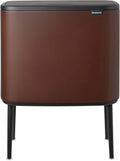 Brabantia Bo Touch Bin - 11 + 23L Inner Buckets (Mineral Cosy Brown) Waste/Recycling Kitchen Bin - Soft-Touch