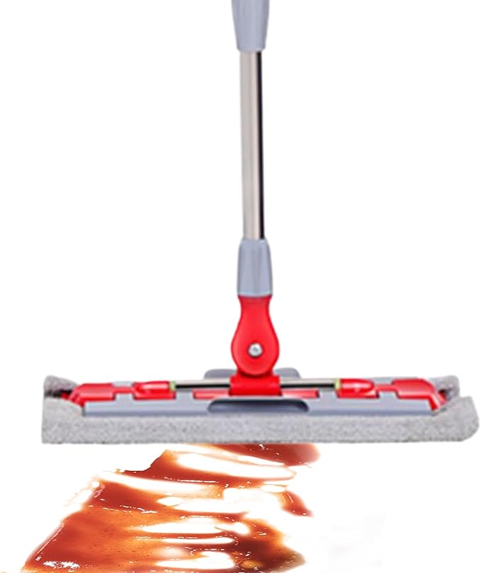 Flat Mop 360° Rotating Head 38x15x95cm Telescopic Handle Cleaning Mop Washable Floor Scrubber Non-Slip Grip for Wet and Dry Cleaning