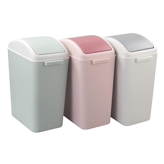 Kekow 4.5 Gallon Small Plastic Trash Can Swing Lid Waste Can Blue