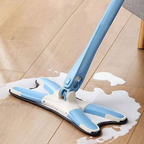 Microfiber Flat Mop with Auto Extrusion and Wash-Free Synthetic Cloth Telescopic Handle for Easy Home &amp Kitchen Cleaning