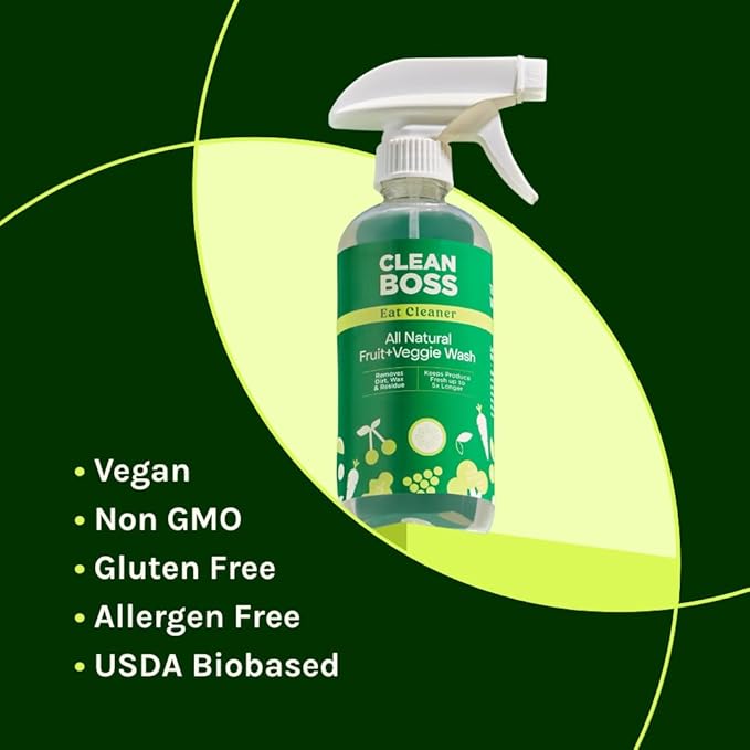 CleanBoss - Eat Cleaner 12 oz (3 Pack) with one Trigger - Keeps Produce Fresh Vegan Gluten Free