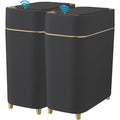 Yatmung 2-Pack - Automatic Trash Cans Touchless Motion Sensor Bathroom Trash Can - Waste Basket for Bedroom Home Offices Small Spaces - Compact Smart Garbage Can with Lid - Black with Gold Edge