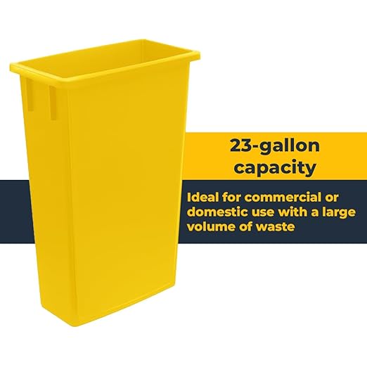 3 pack 23 Gallon Heavy-Duty Trash Can with Lid &amp Dolly Durable Waste Container Slim Rectangular Garbage Bin Recycling Bin Plastic Wastebasket for Kitchen Garage Hotels Restaurants Office