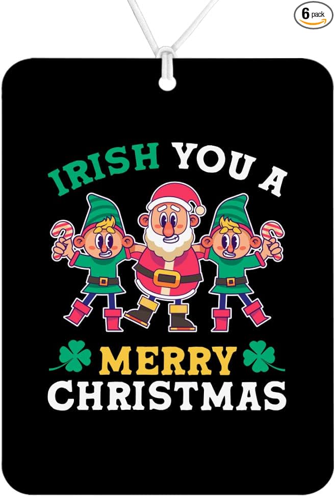 Merry Christmas Car Freshener Set of 6 - Irish Car Air Freshener - Cool Design Air Freshener for Car