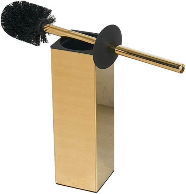 BGL Freestanding Solid Stianless Steel 304 Toilet Bowl Brush and Holder for Bathroom Storage and Organization - Space Saving Sturdy Deep Cleaning Covered Brush (Gold)