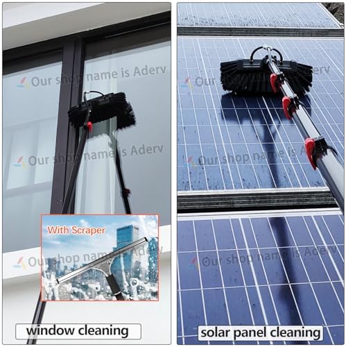Glass Cleaning Brush Home Water Fed Telescopic Pole Kit Solar Panel Brush Rotating for Photovoltaic Panel3.6-10.8M Window Cleaning Telescopic PoleWater Fed Extendable BrushSuitable for Cl