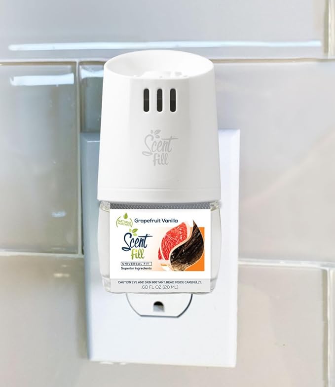 Scent Fill Grapefruit Vanilla Plug in Air Freshener 4 Scented Oil Refills