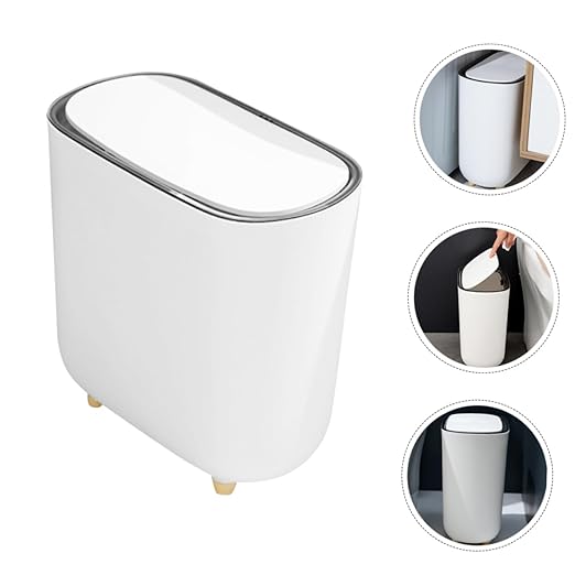 Zerodeko Plastic Bathroom Trash Can with Press Lid Multi Function Garbage Bin for Kitchen Living Room and Office Waste Basket for Indoor and Outdoor Use Capacity