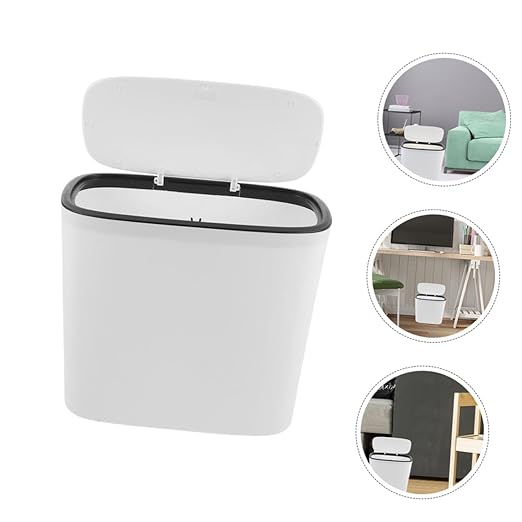 PRETYZOOM Compact Mini Trash Can Lid Automatic -up Design for Bathroom Bedroom Kitchen and Office Reusable Waste Basket for Home Use
